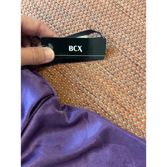 BCX Dark Purple Satiny One-Shoulder MINI Dress Size‎ 9 NWT - Picture 5 of 5
